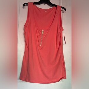 Michael kors Coral Sleeveless Top with Zipper Detail
